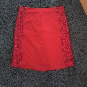 Belle Bird Red Pencil Skirt with lace detail. Size XL
